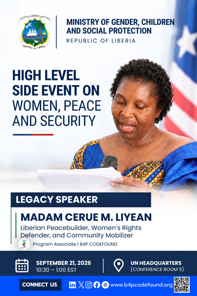 Madam Cerue Liyean McGill Highlights Liberia’s Women, Peace and Security Agenda at High-Level Event in New York